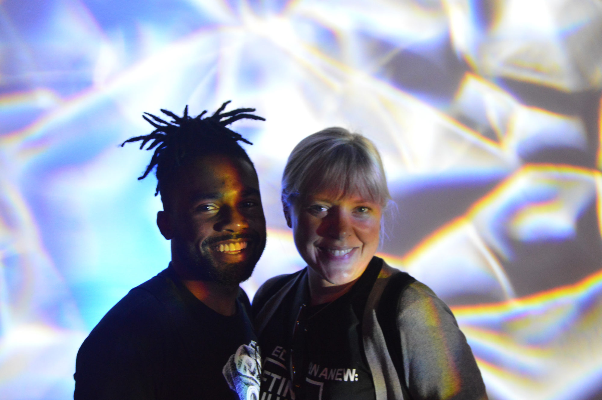 two people smiling