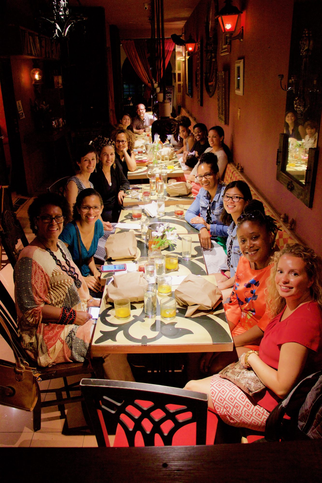 group of women at dinner table